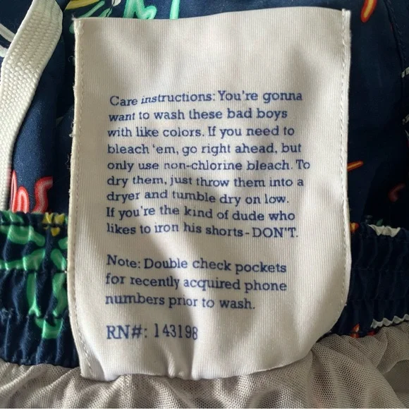 Chubbies neon lights blue print swim trunks 37520 - Picture 5 of 6